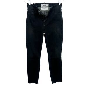 Women's Frank & Eileen Black Sligo‎ Denim Raw Hem Distressed Skinny Jeans sz 27